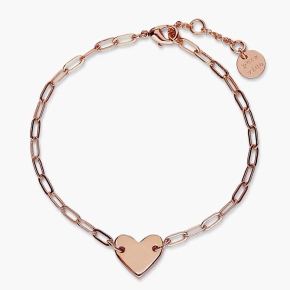 Pura Vida Jewelry - Pura Vida Heart Paperclip Chain Bracelet - Rose Gold